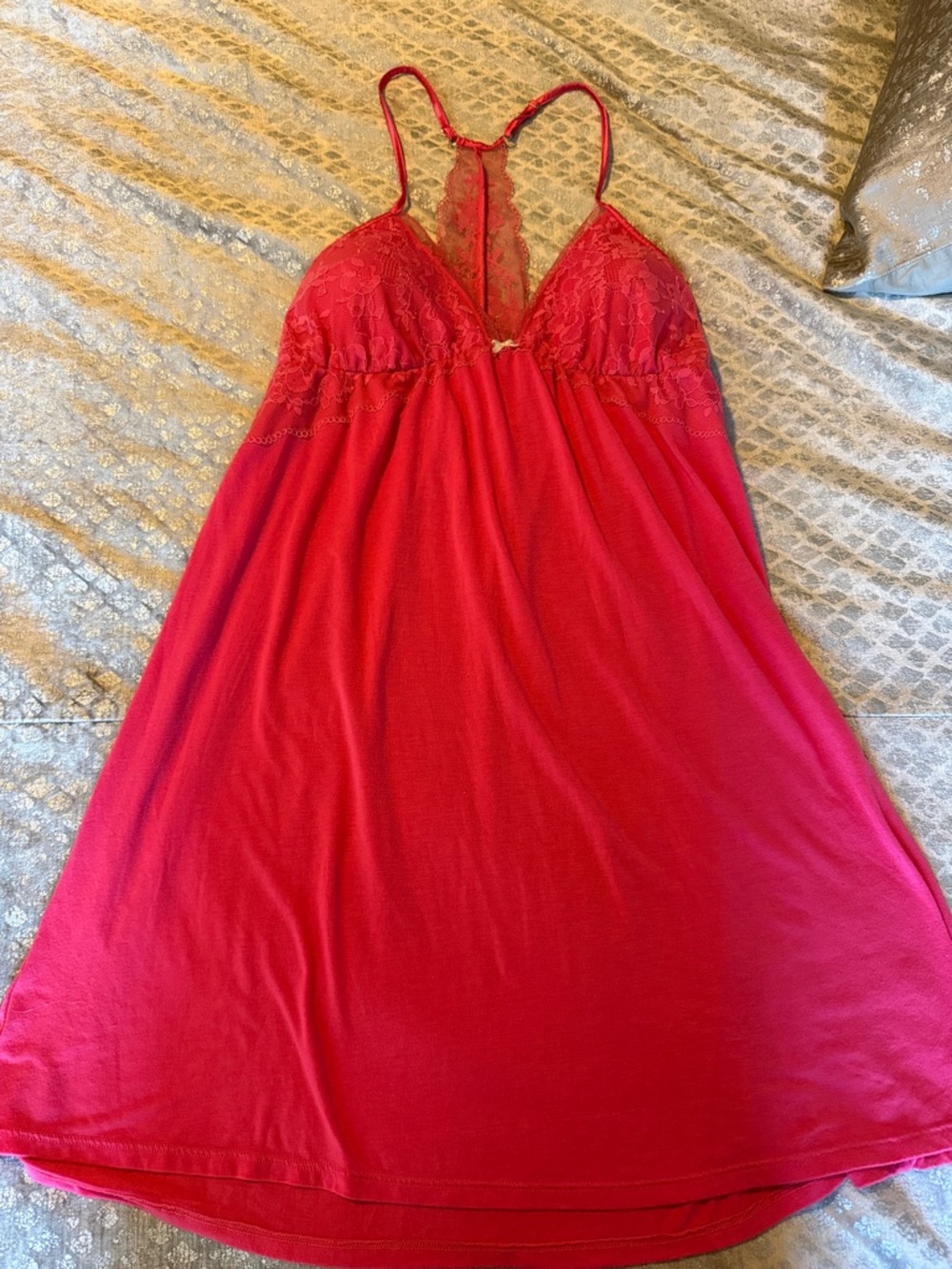 Victoria's Secret Pink Lace Racerback Chemise Nightgown L